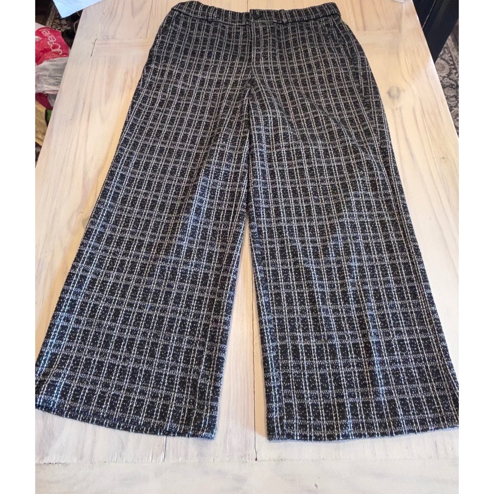 Torrid Womens 18T Tall Black White Plaid Tweed Wide Leg Culotte Pants High Rise